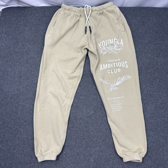 YoungLA Other - YoungLA Sweatpants Mens Medium Beige Graphic Joggers Streetwear